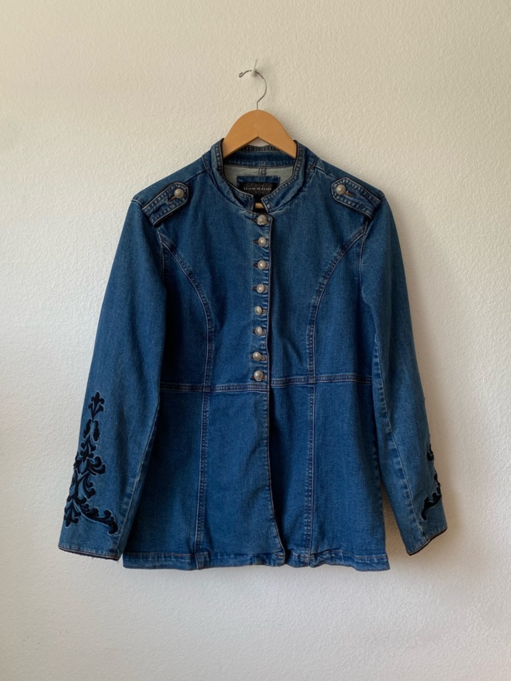 Live A Little Blue Denim Vintage Inspired Military Style Jacket
